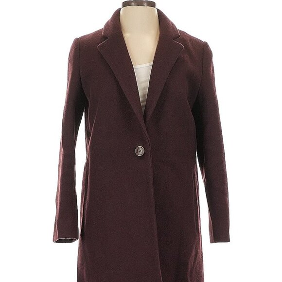 Fossil Burgundy Wool And Angora Car Coat - Picture 1 of 2
